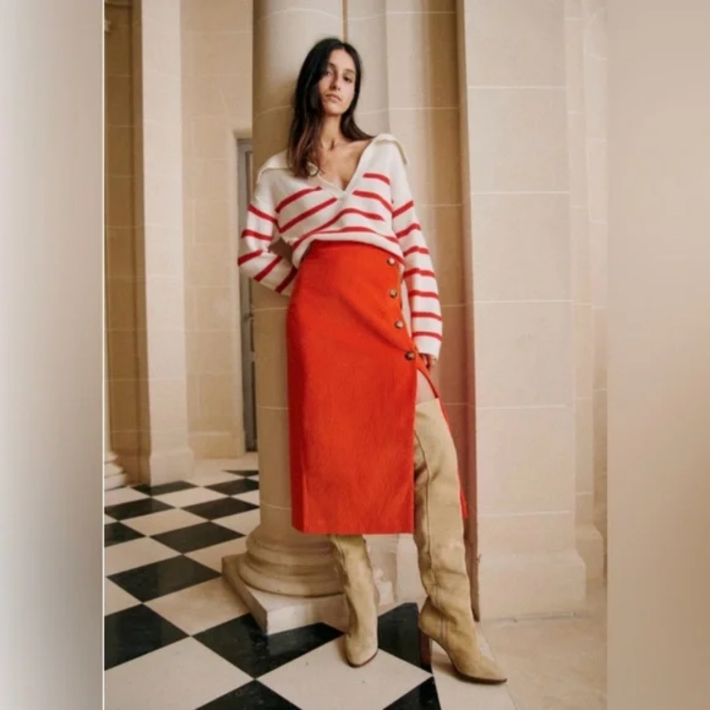 Sezane Nesta Corduroy Midi Skirt